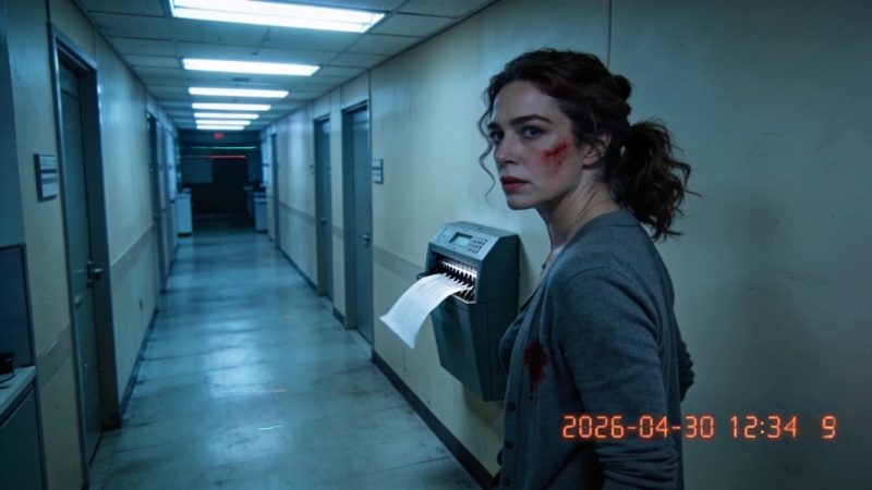 A procurement officer in a council corridor, caught on a CCTV timestamp.